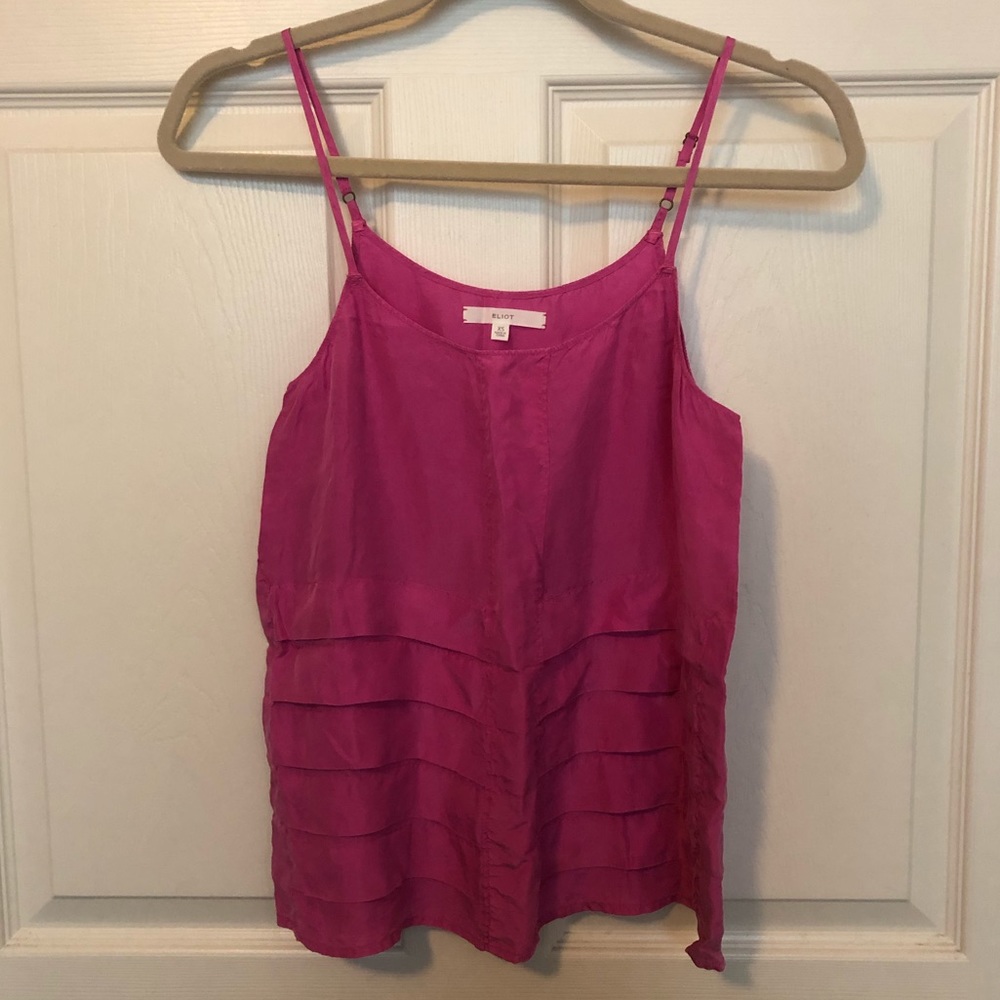 Madewell Ruffled Magenta Silk Tank